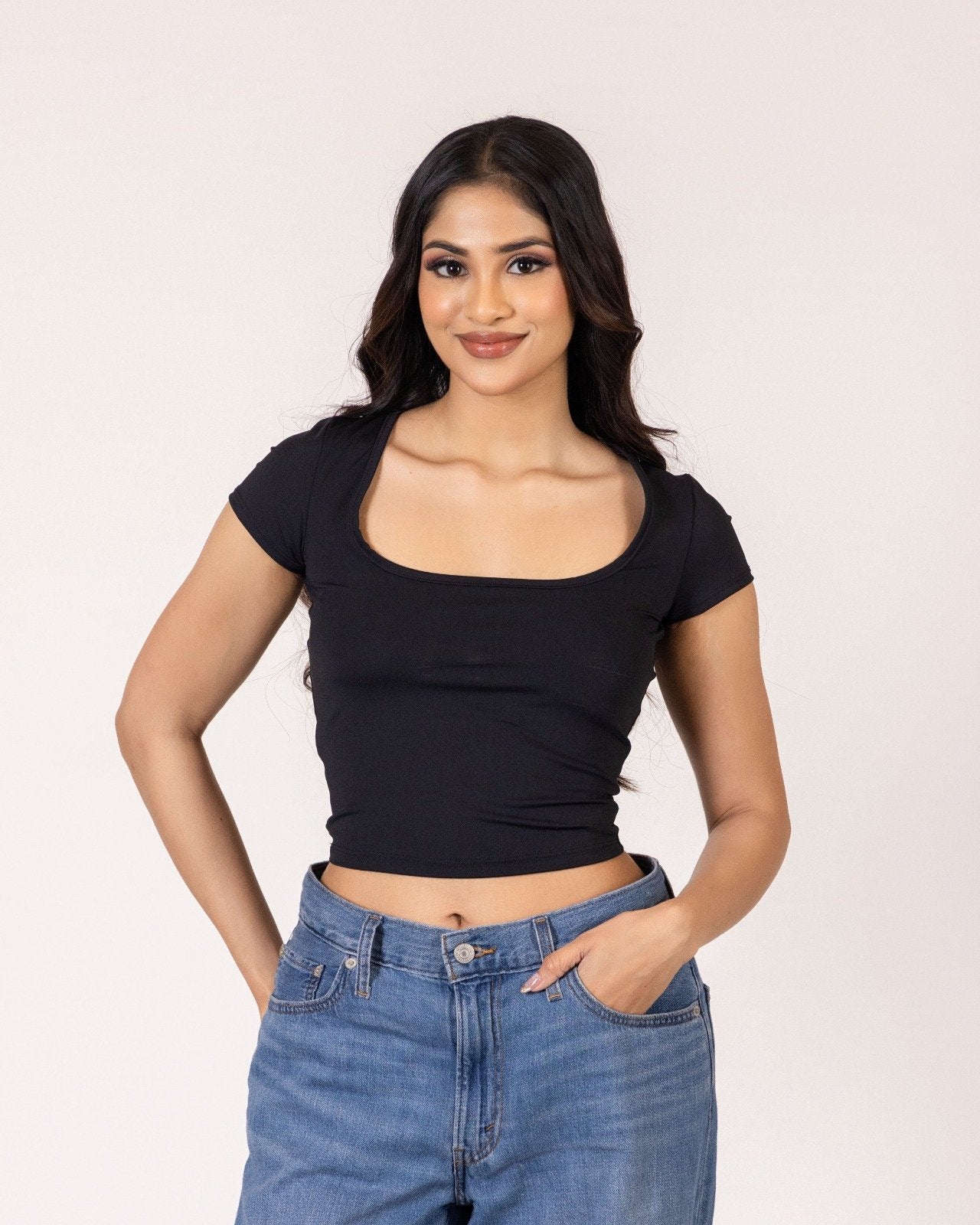 Square Neck Top – Black