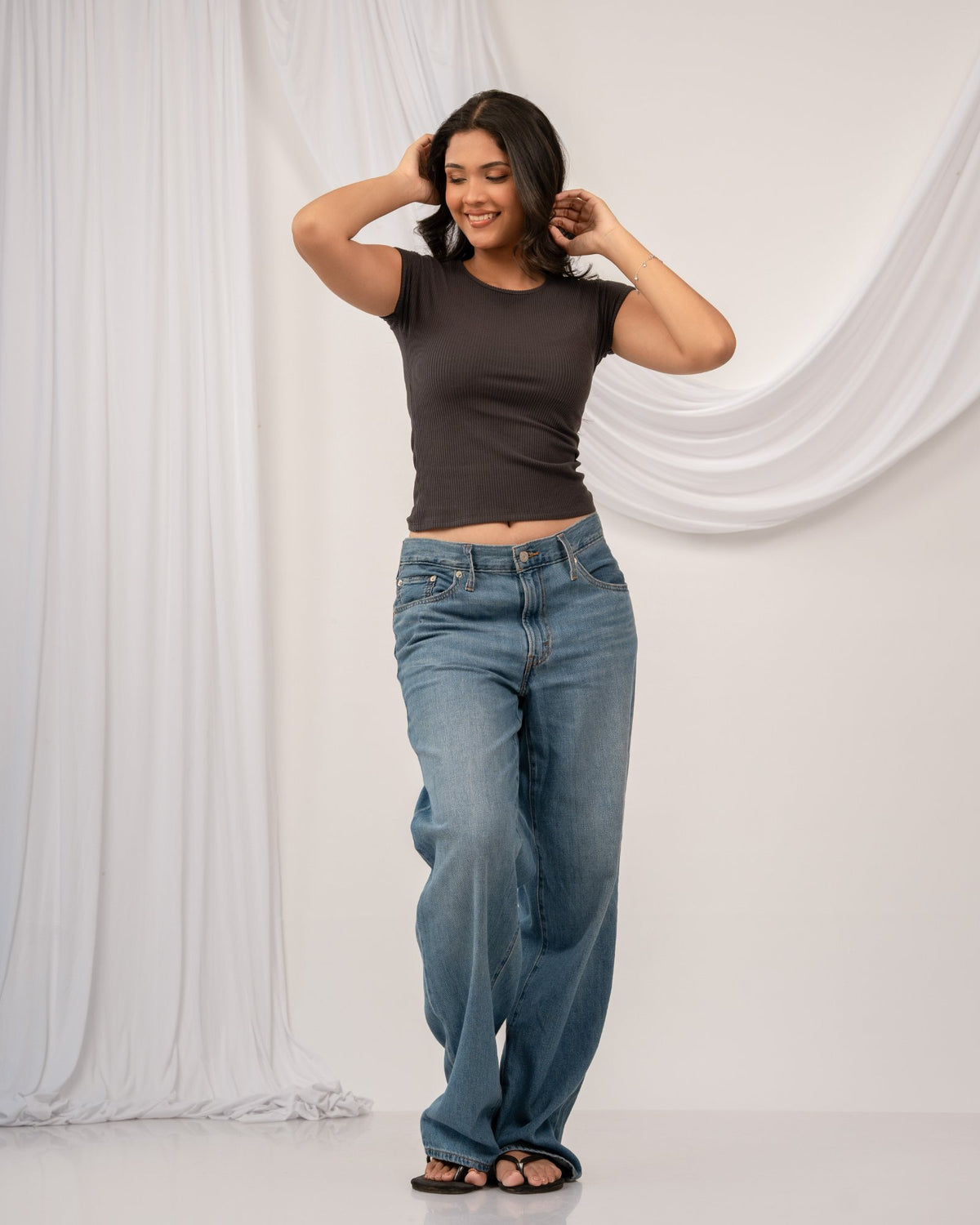 Rhea Ribbed Top - Charcoal Grey