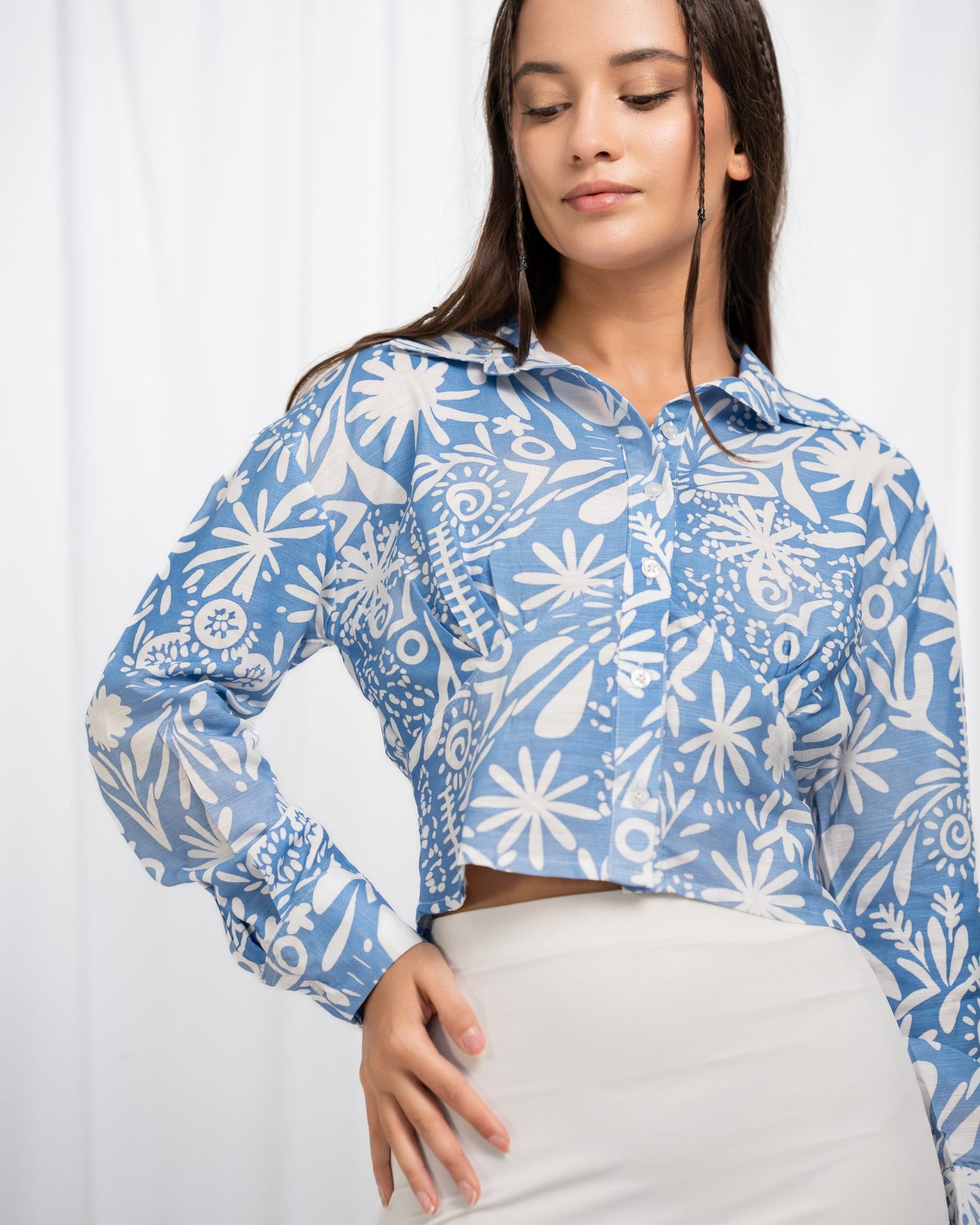 Sky Vibe Cropped Shirt