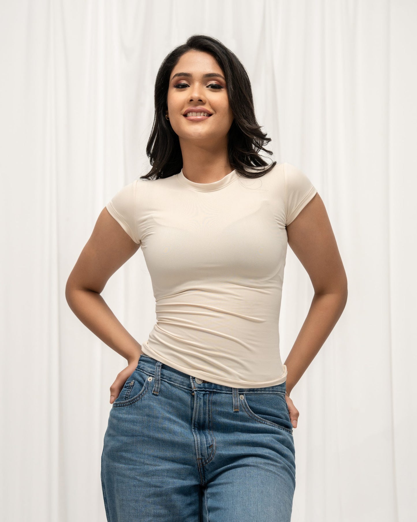 Skims Fitted Top – Soft Beige