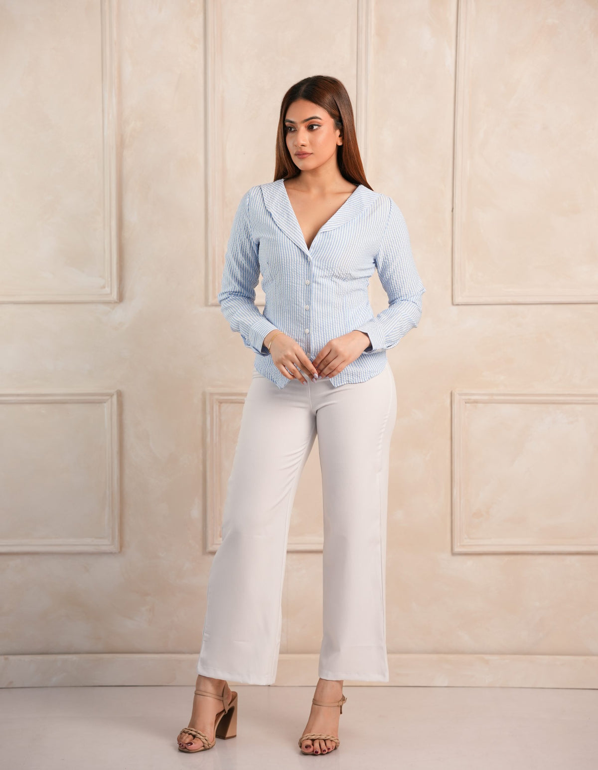 Elise Stripe Shirt – Light Blue
