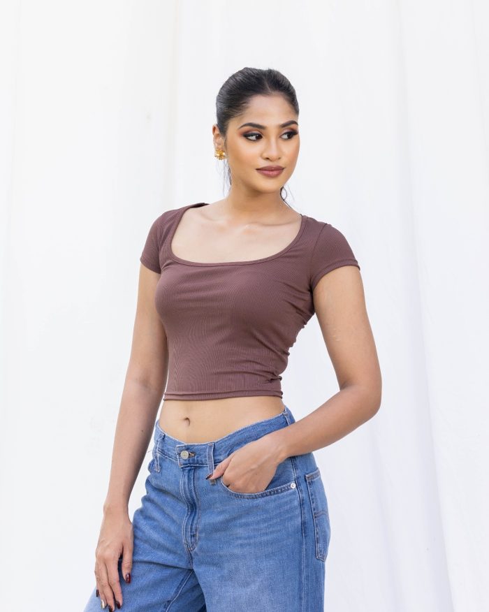 Square Neck Top – Brown (N)