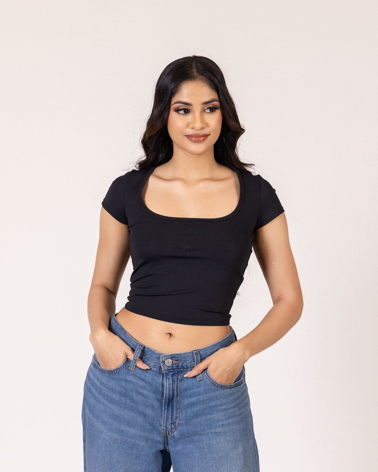 Square Neck Top – Black