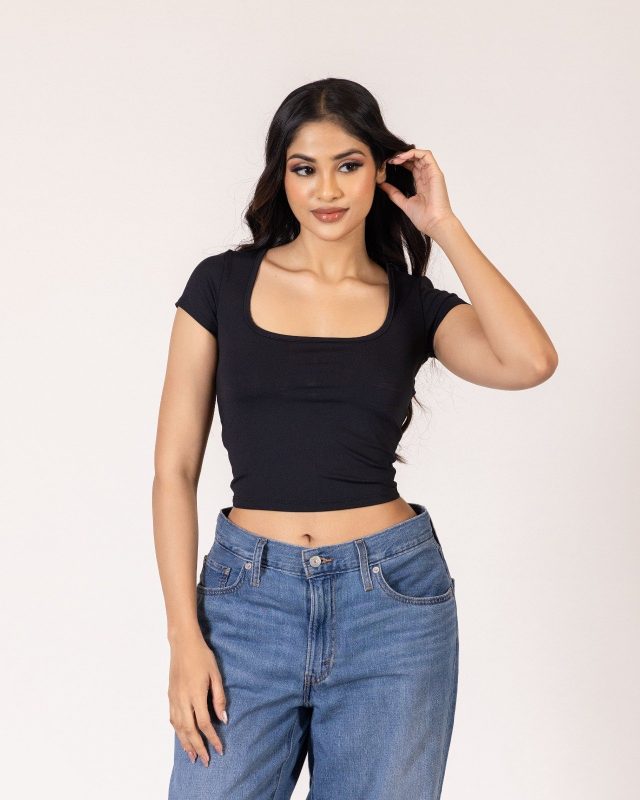 Square Neck Top – Black
