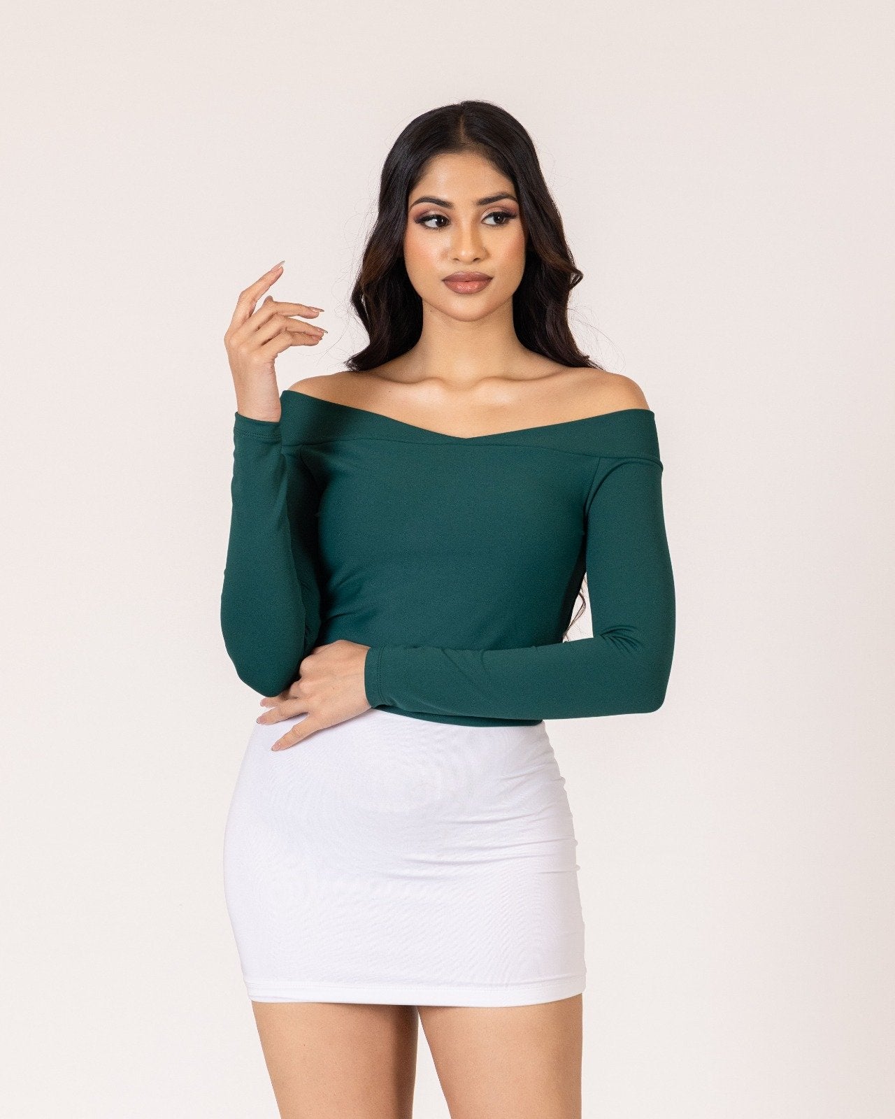 Ovy Off Shoulder Top – Green