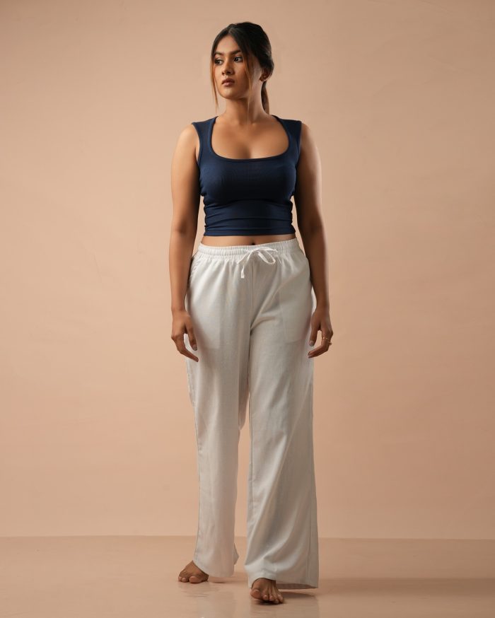 Serene Curve Neckline Top – Navy