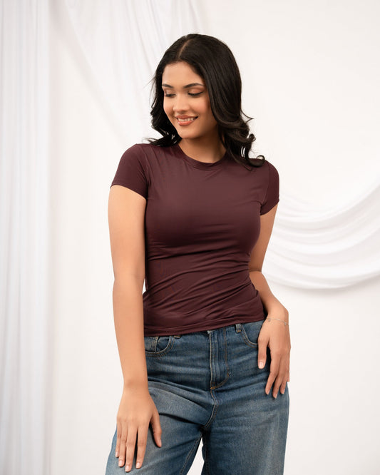 Skim Fitted Top - Deep Plum