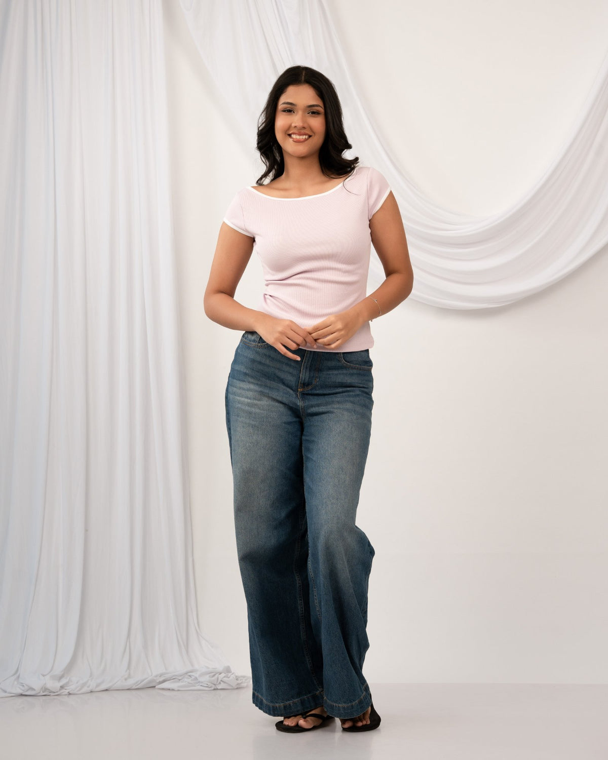 Elvie Ribbed Top - Baby Pink