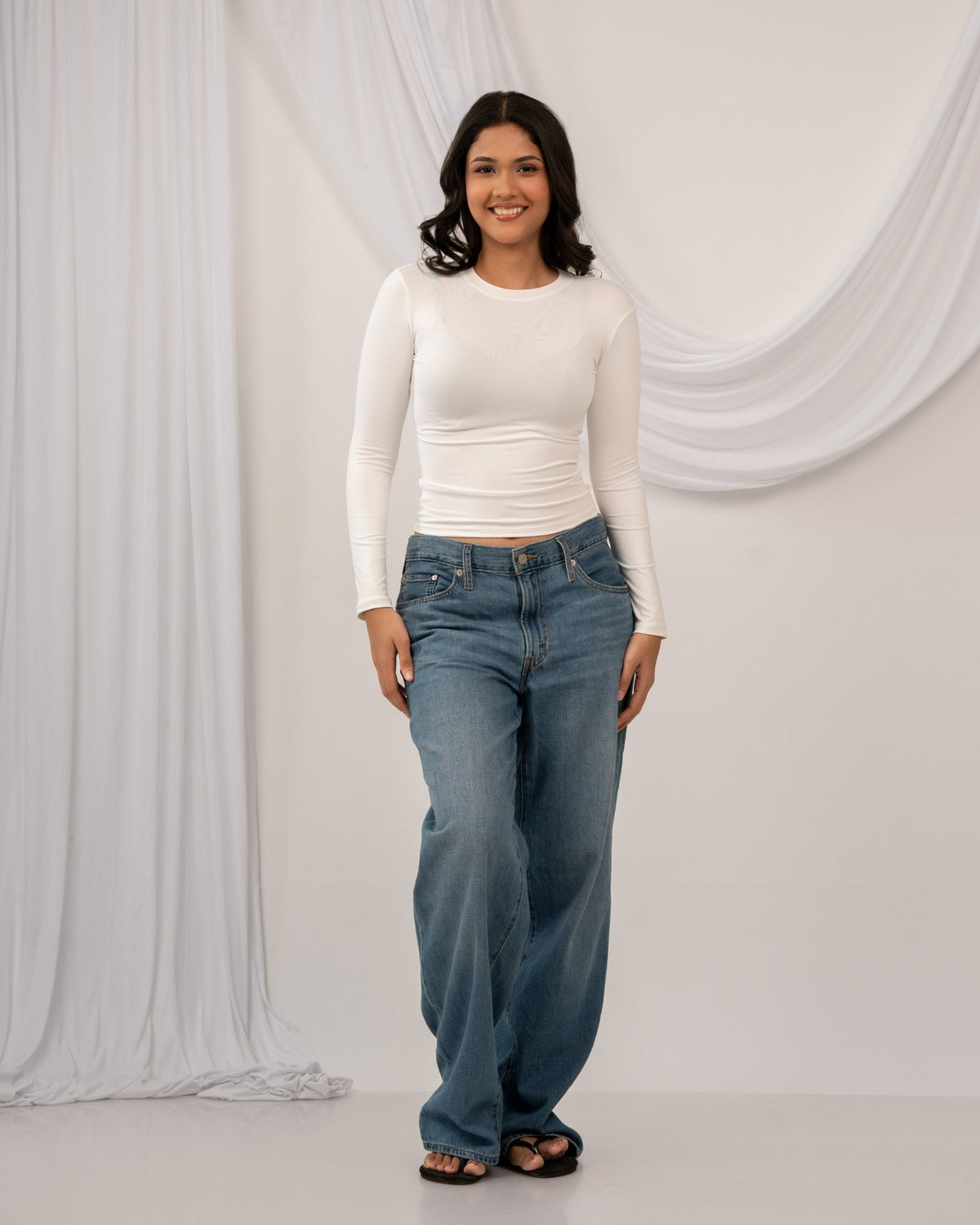 Flex Fitted Top - Ivory White