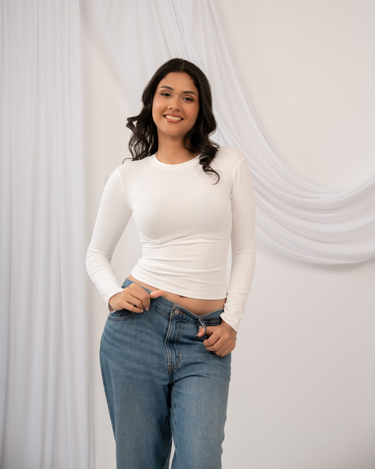 Flex Fitted Top - Ivory White
