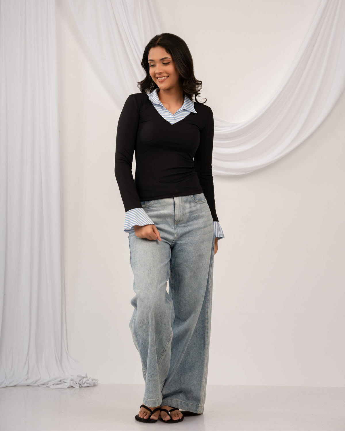 Lucy Top - Sky Blue Stripe