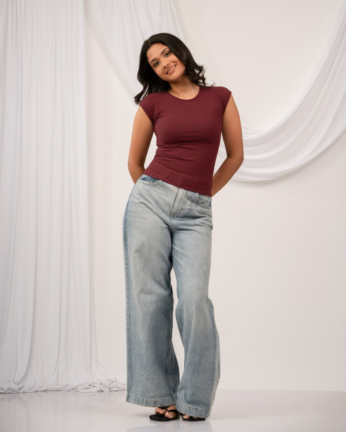 Rhea Ribbed Top - Mulberry