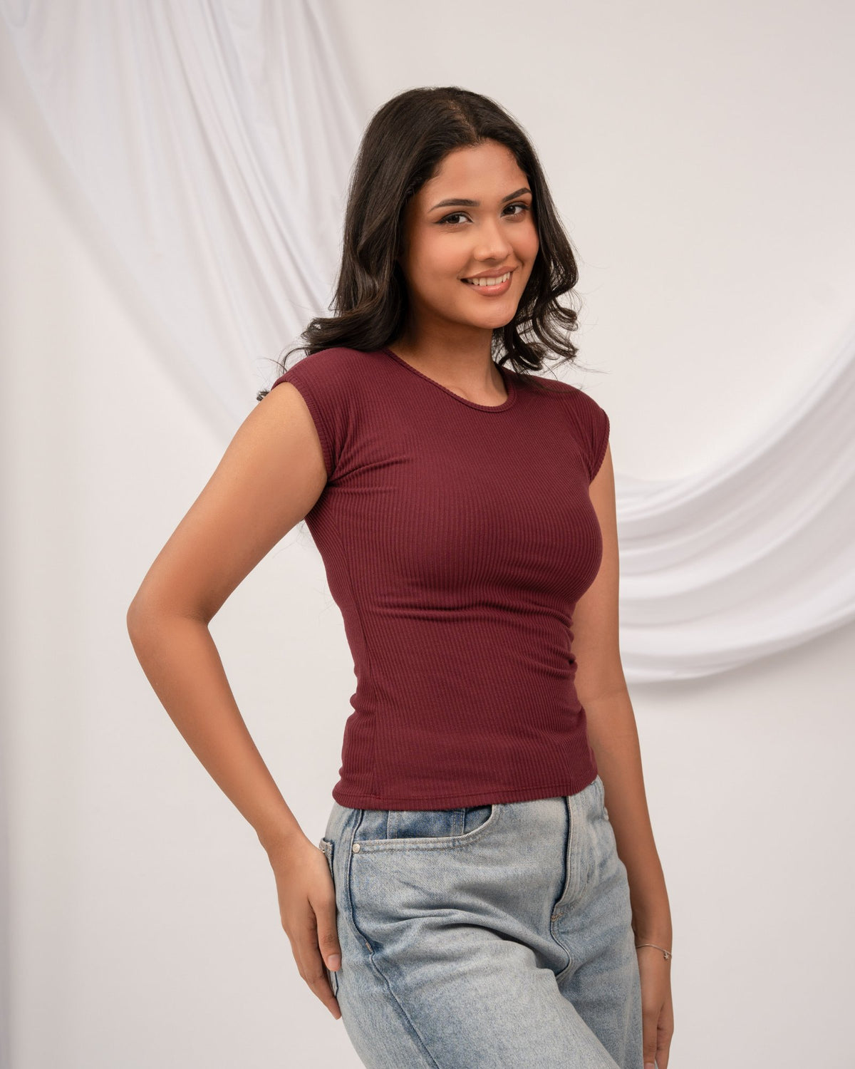 Rhea Ribbed Top - Mulberry