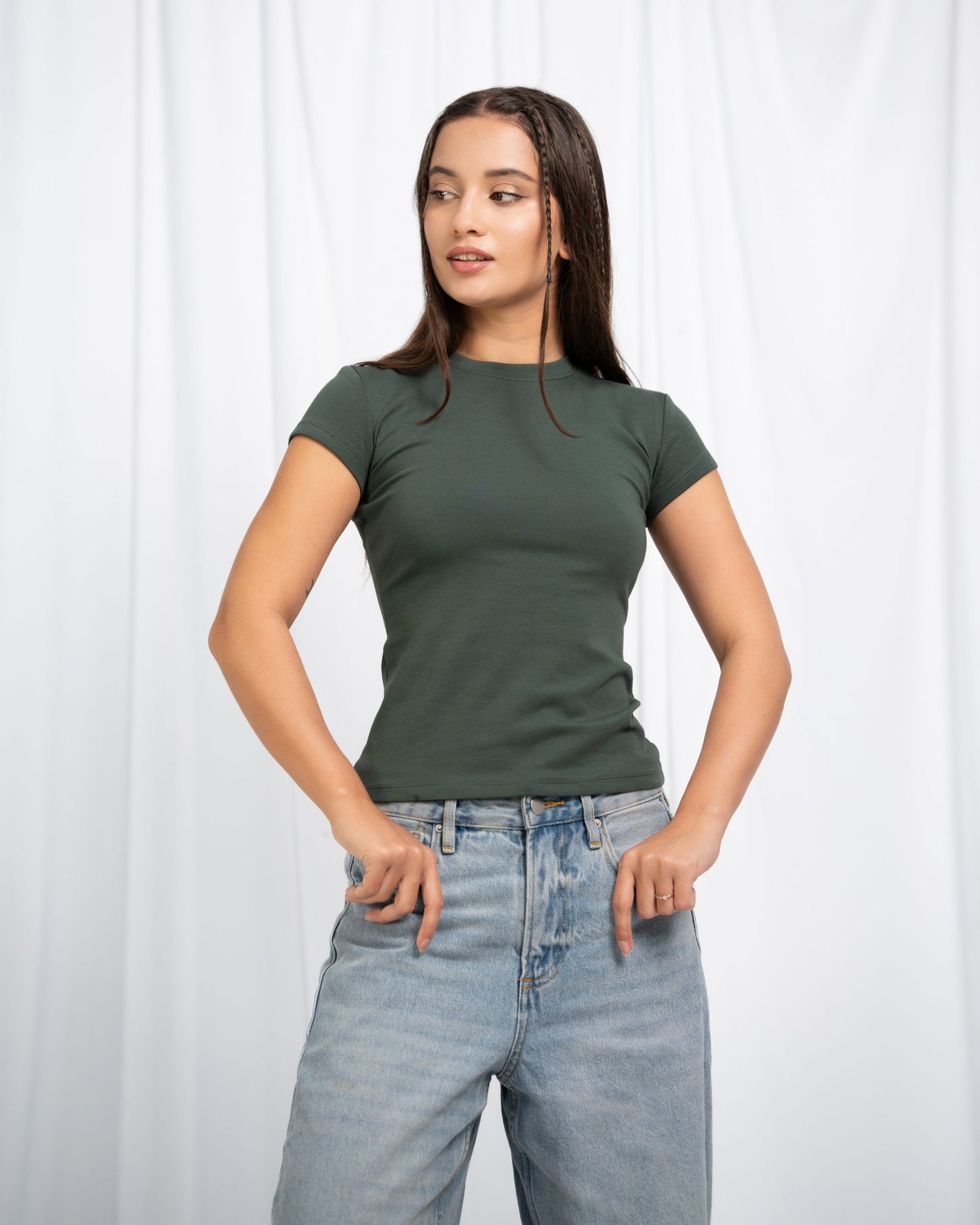 Skims Fitted Top – Olive Green
