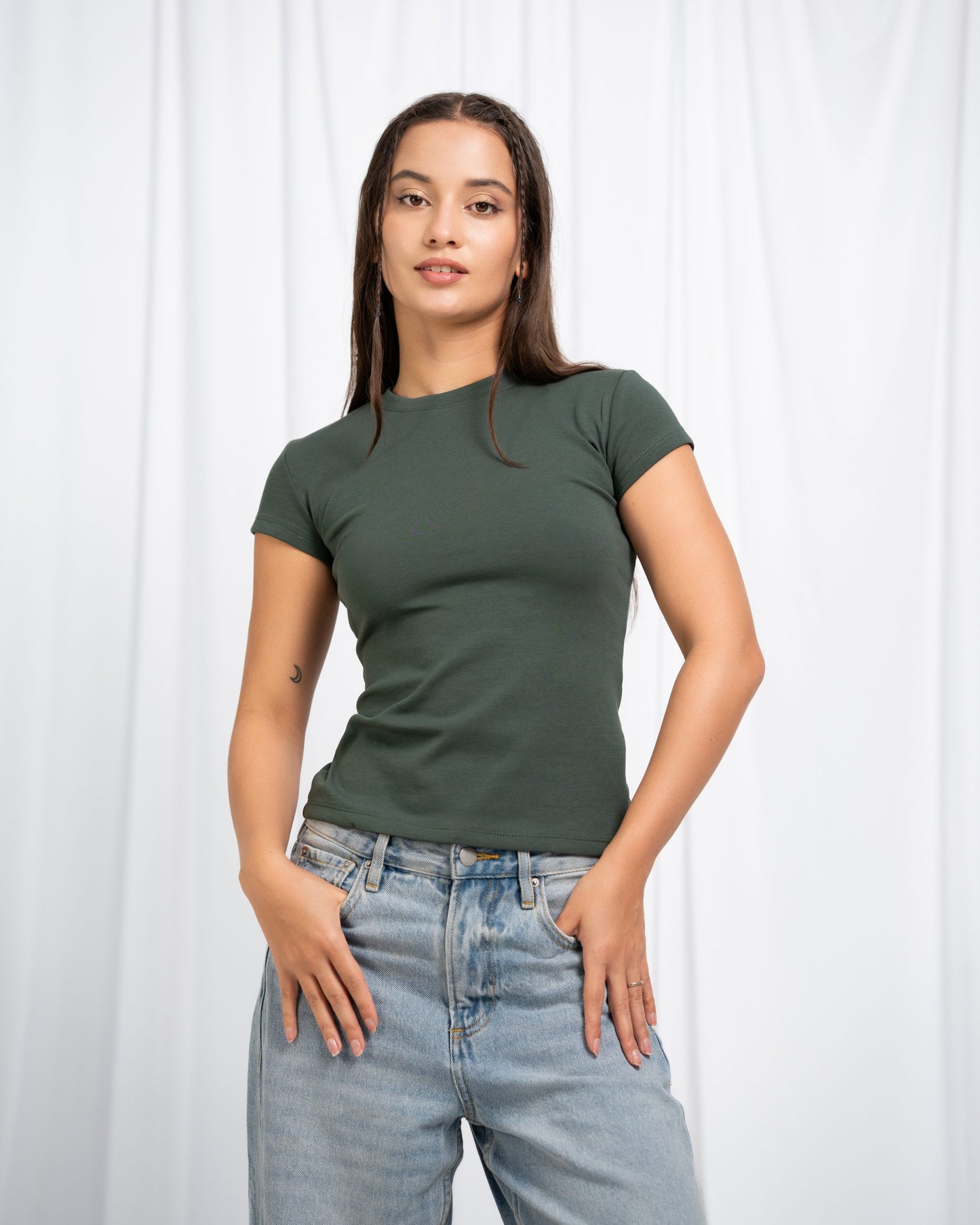 Skims Fitted Top – Olive Green