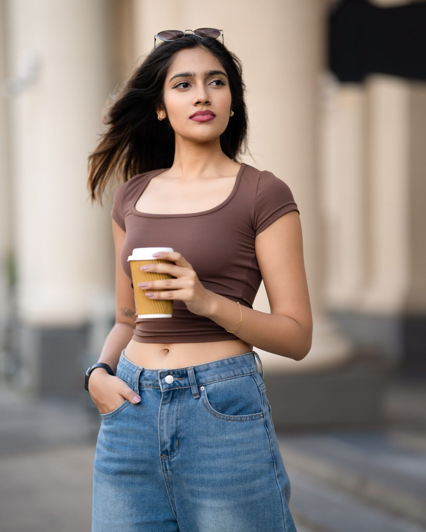 Square Neck Top – Brown