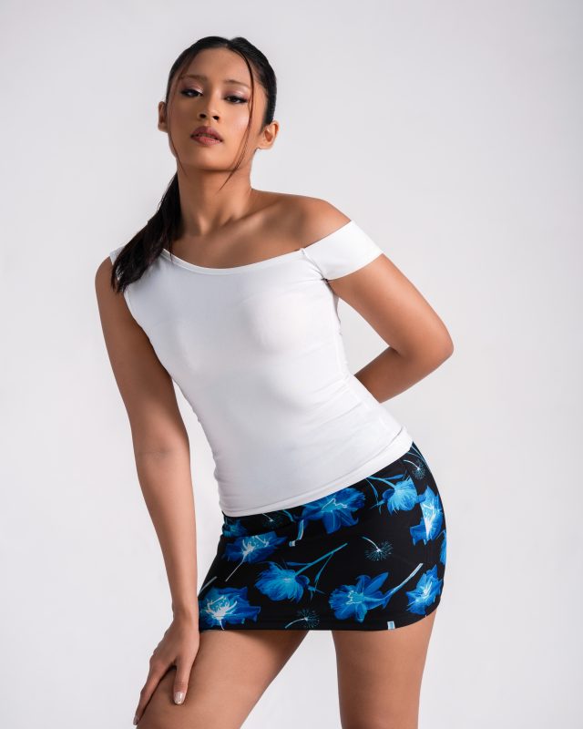 Floral Mini Skirt – Blue White
