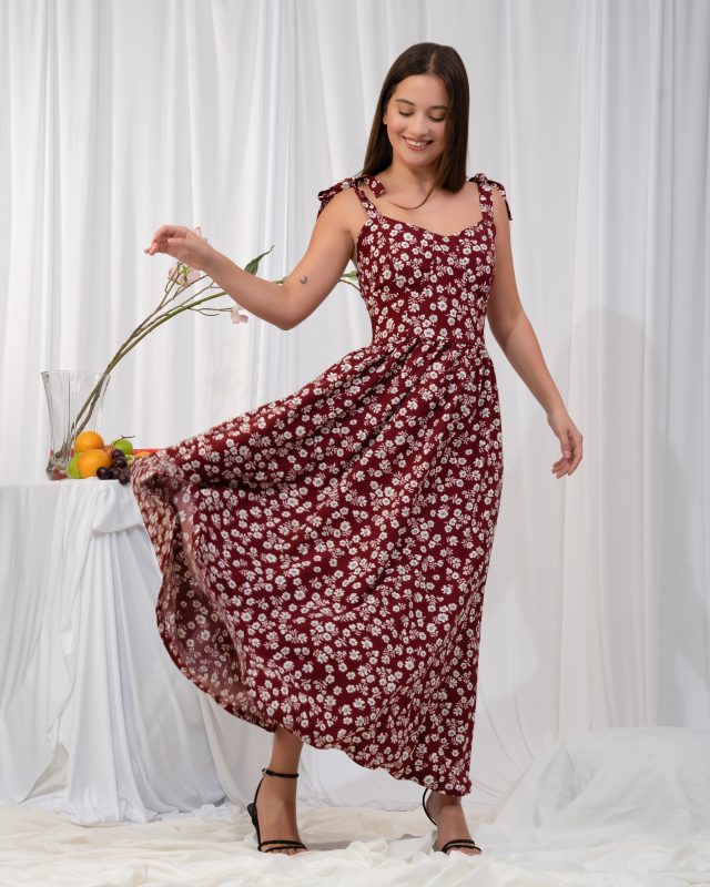 Aira Blossom Dress – Red
