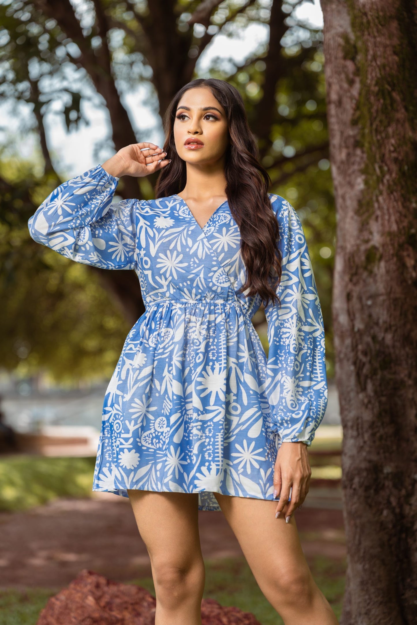 Haven Dress Printed – Blue