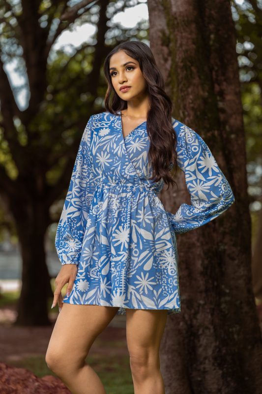 Haven Dress Printed – Blue