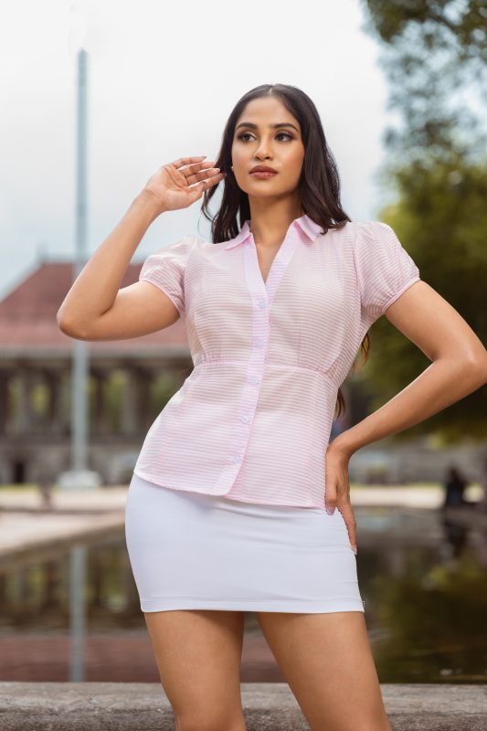 Hazel Ruched blouse – Pink