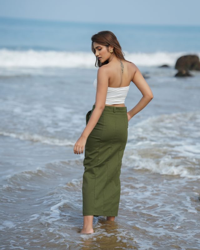 Loara Midi Skirt – Olive Green