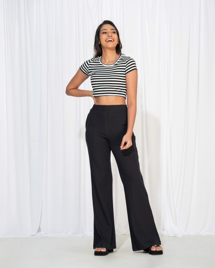 Black Stripe Basic Crop Top