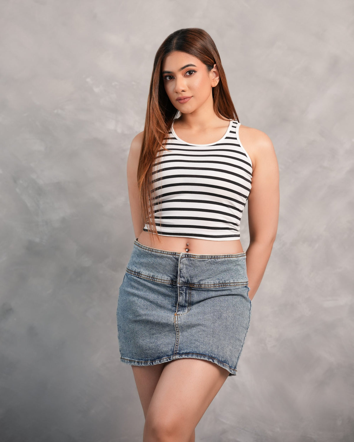 Mila Stripe Top - White