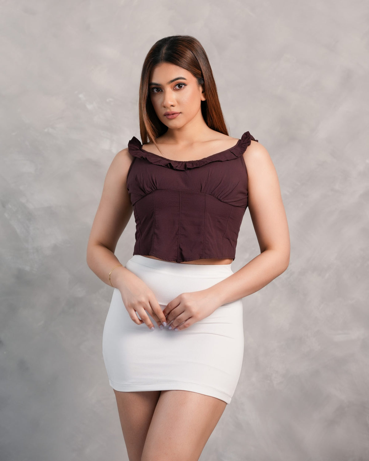 Rumi Ruffle Top - Dark Brown