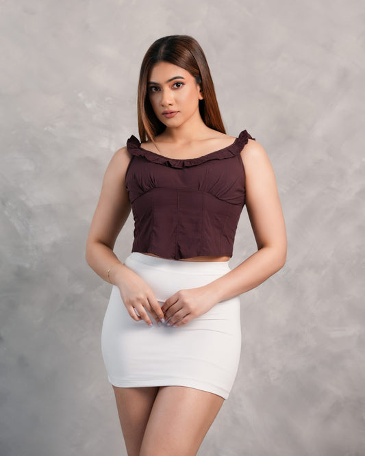Rumi Ruffle Top - Dark Brown