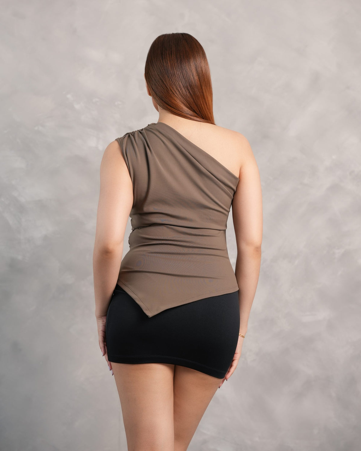 Amara One-Shoulder Top - Brown