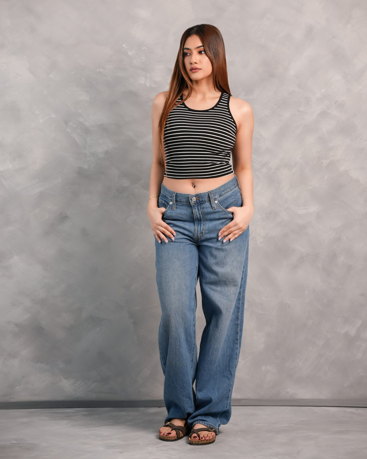 Mila Stripe Top - Black