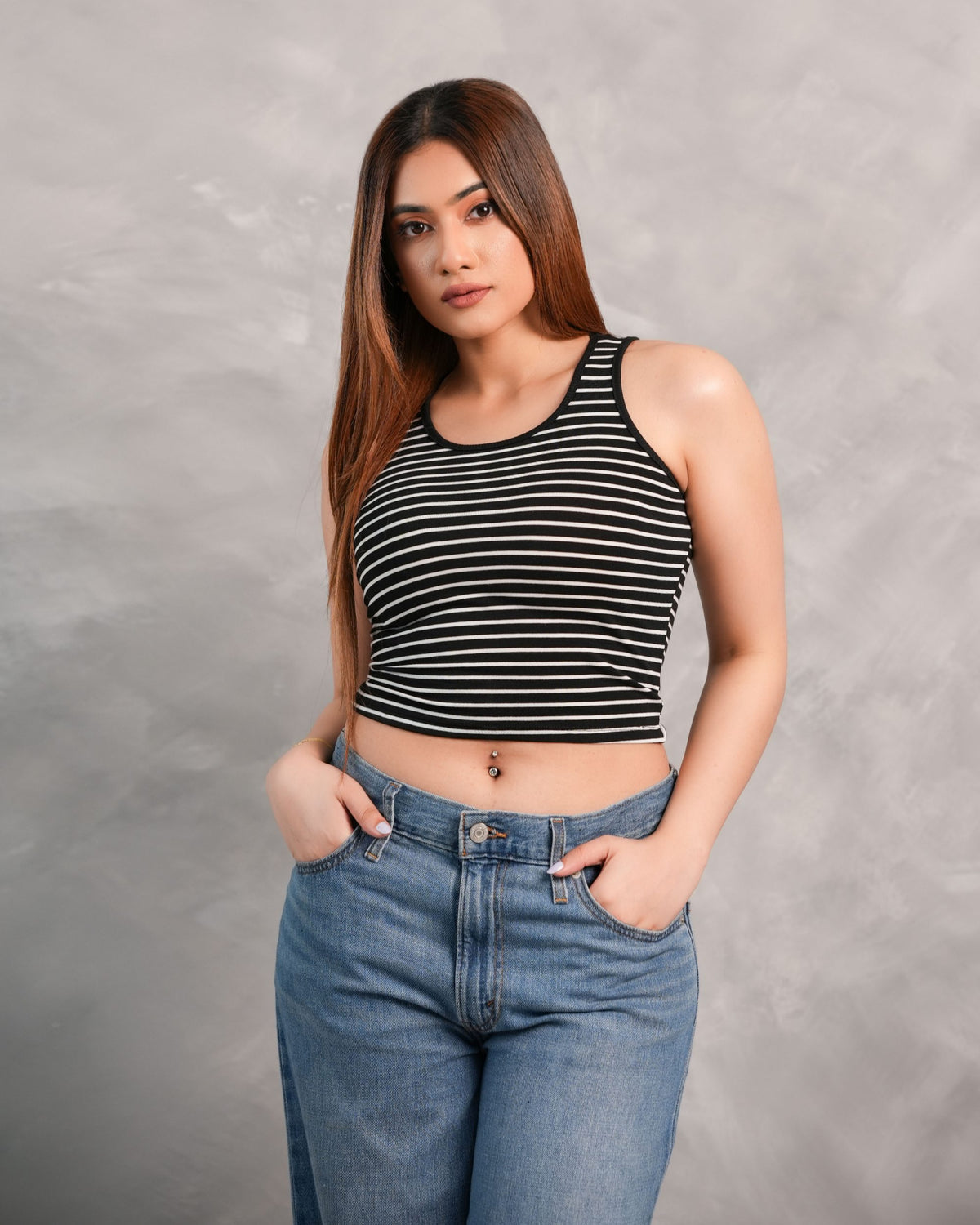 Mila Stripe Top - Black