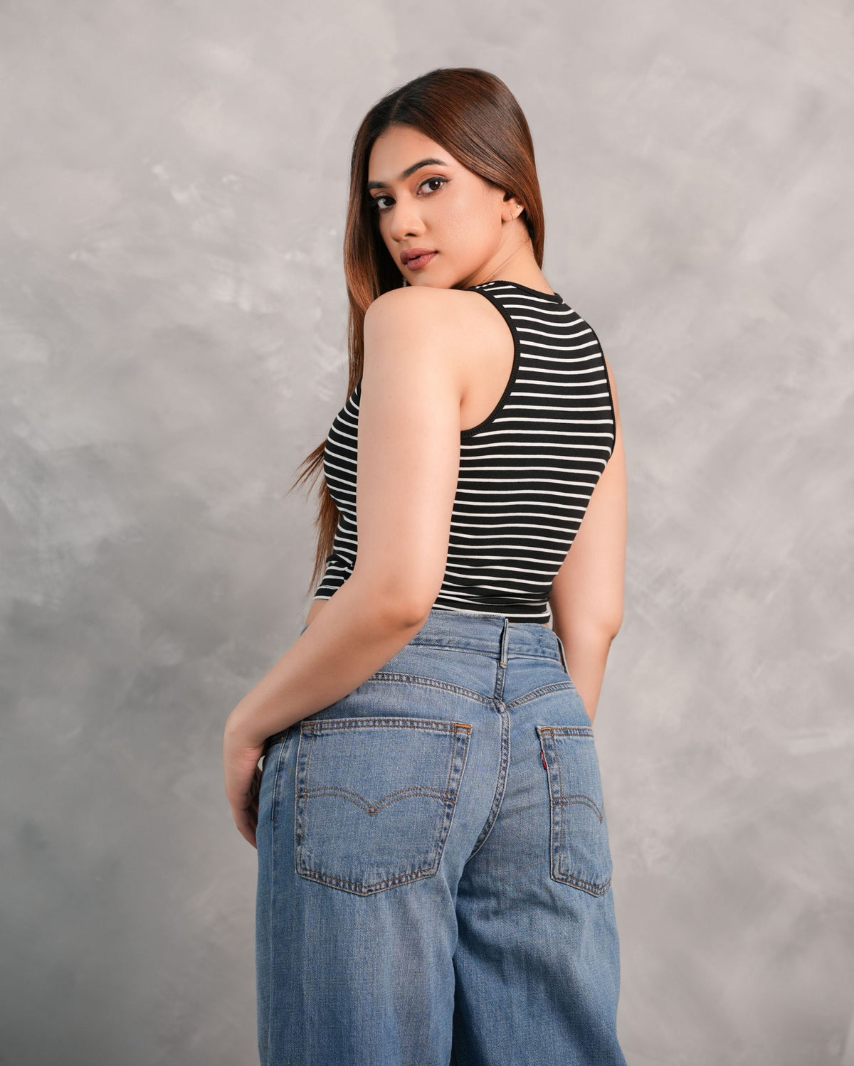 Mila Stripe Top - Black