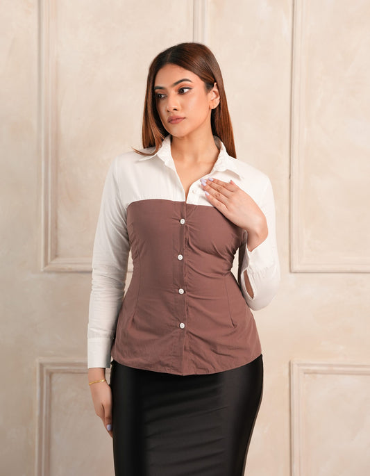 Duo Tone Shirt - Cocoa Brown