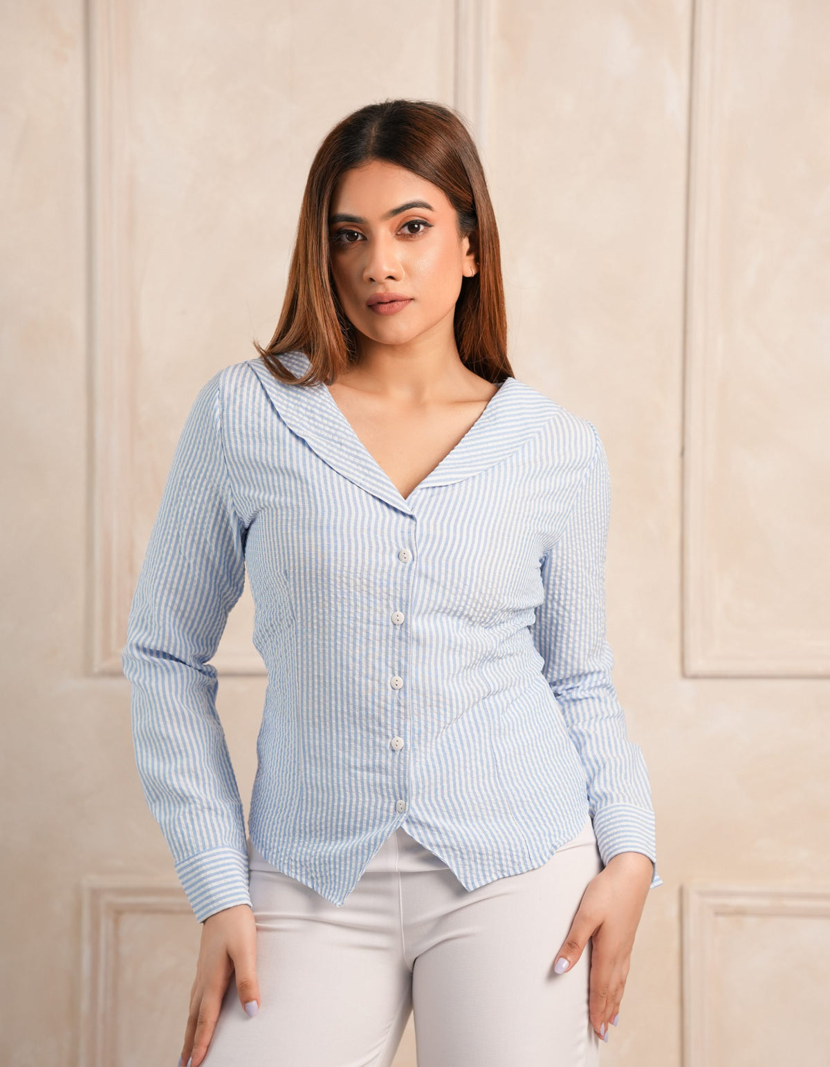Elise Stripe Shirt – Light Blue