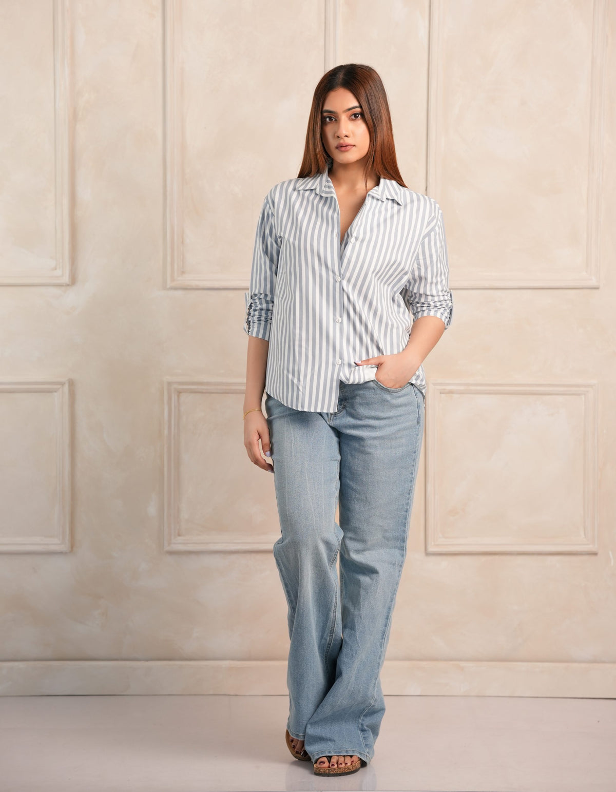Mabel Stripe Shirt - Light Blue