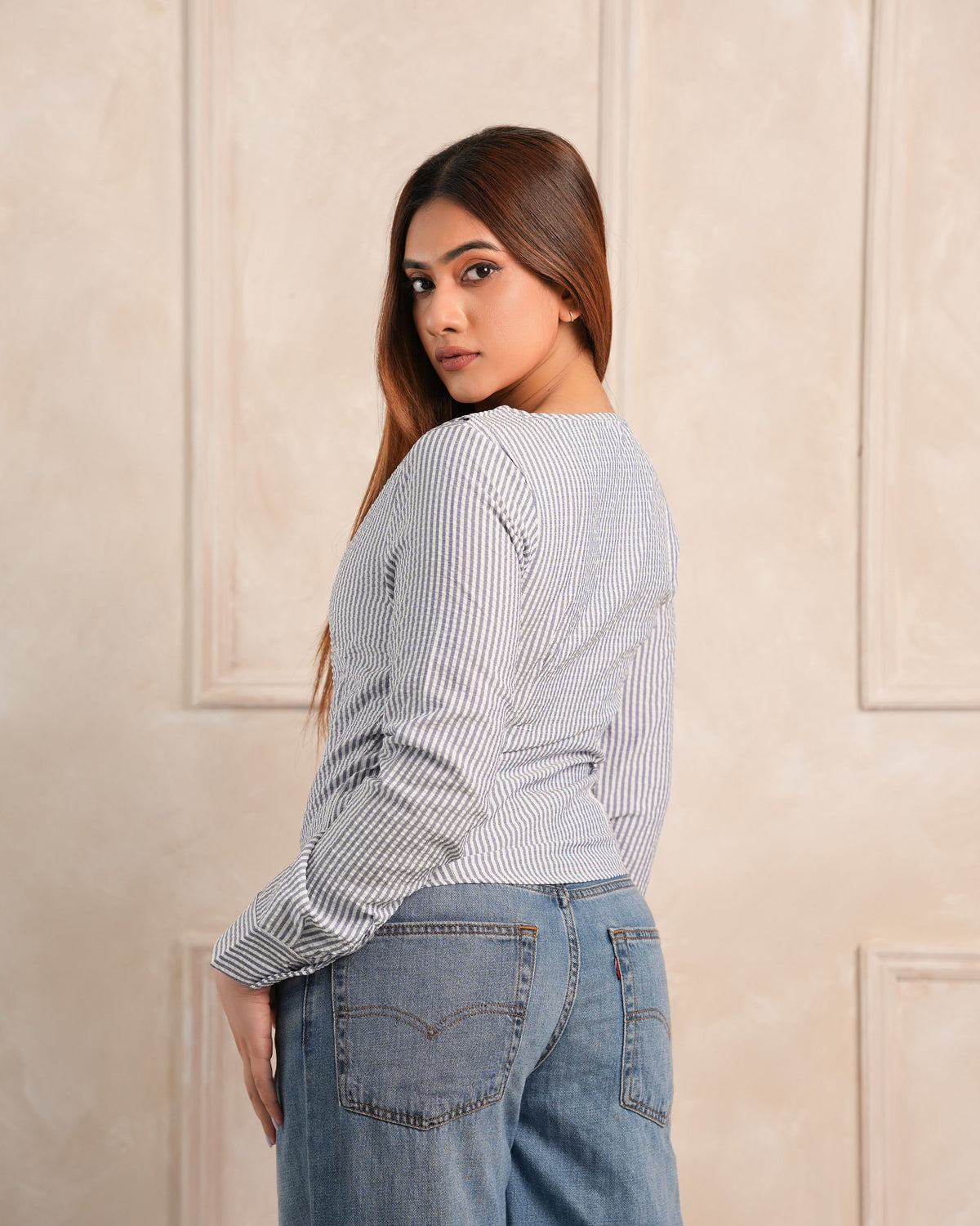 Elise Stripe Shirt – Grey