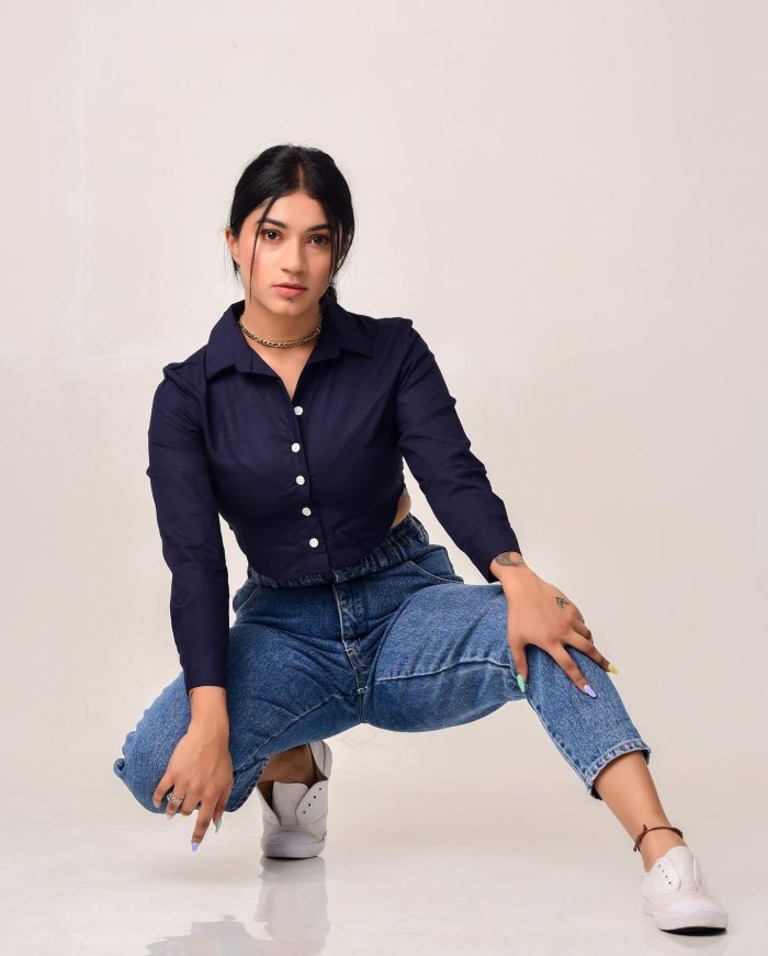 Solid Button Down Crop Shirt