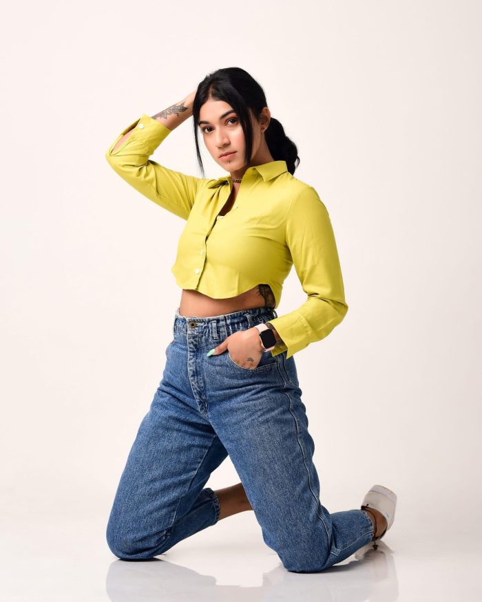 Solid Button Down Crop Shirt