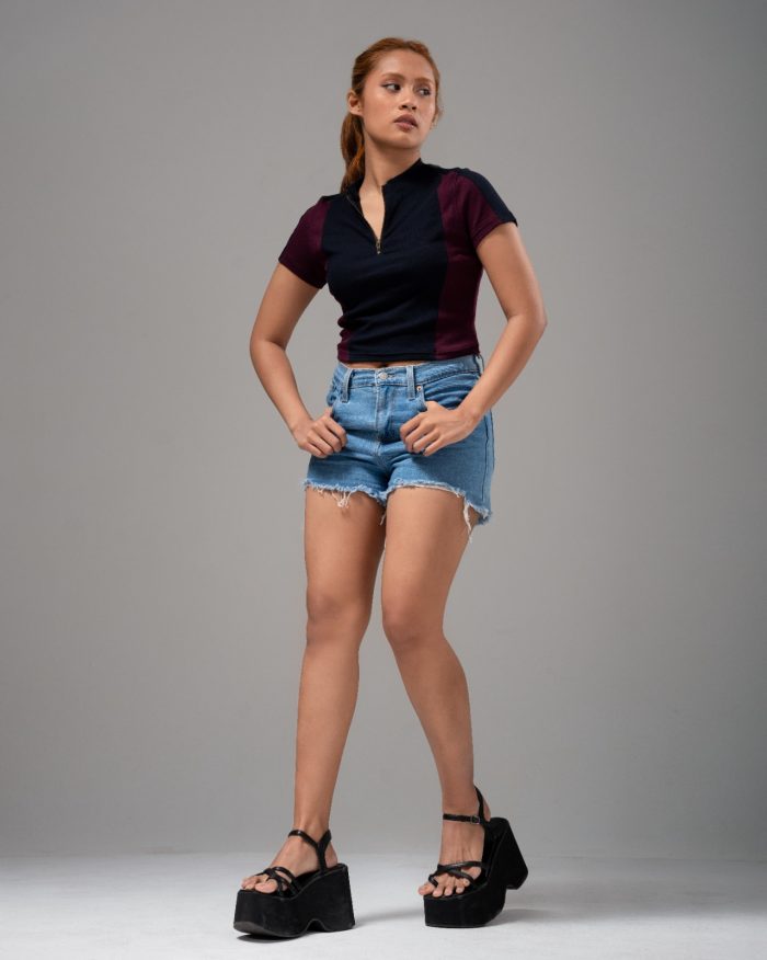 Cella Two Tone Zipper Top