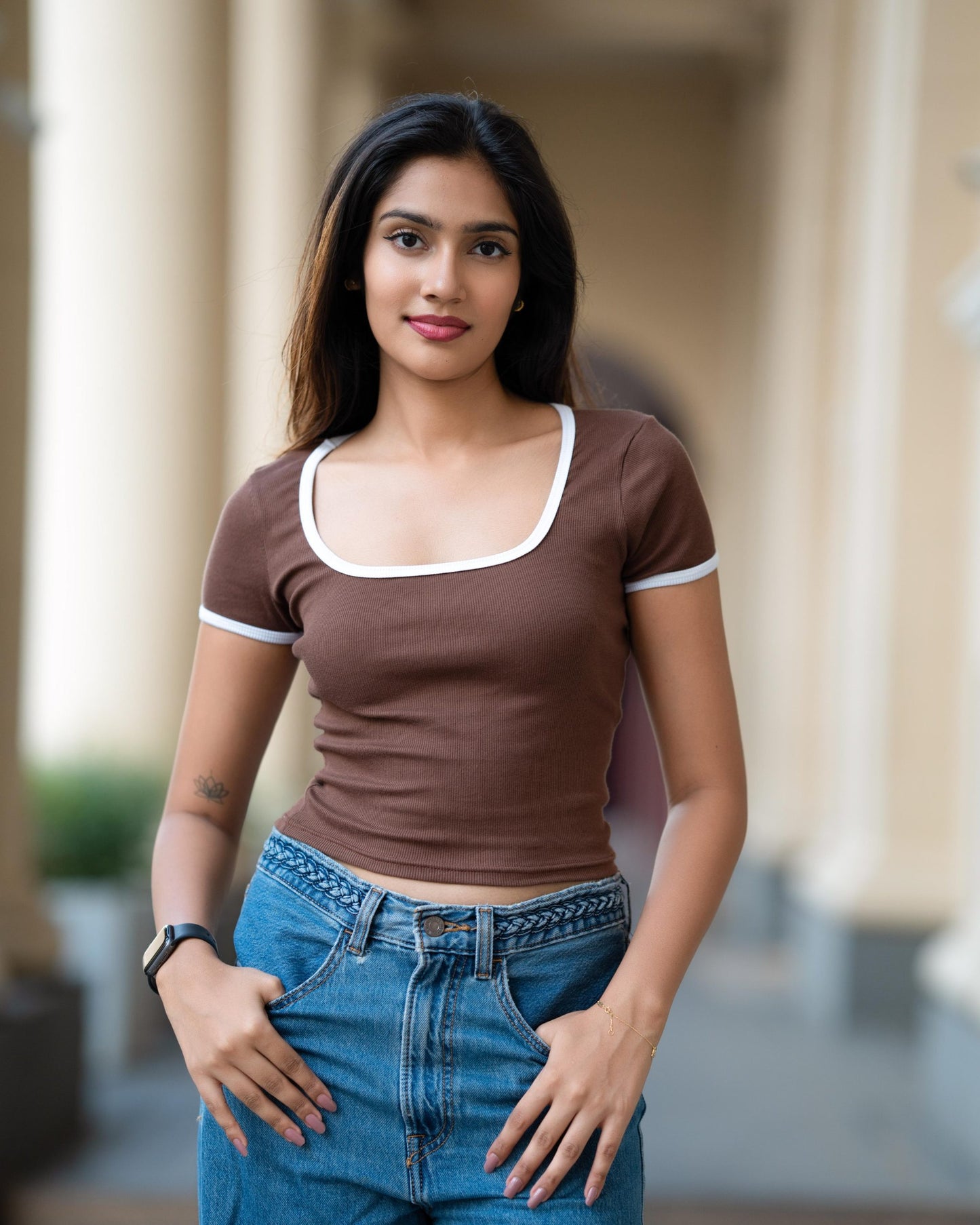 Square Neck Top – P Brown