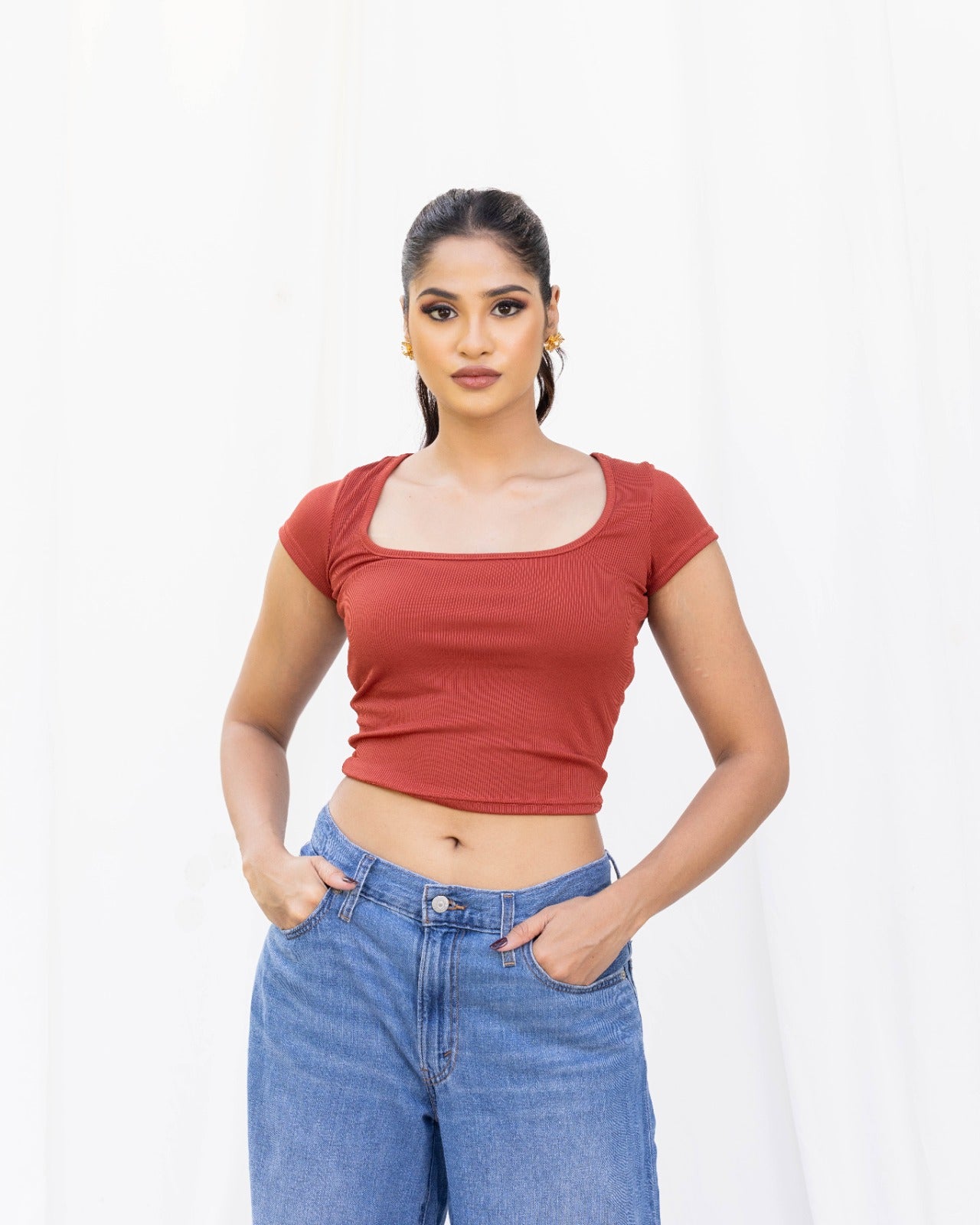Square Neck Top – Orange