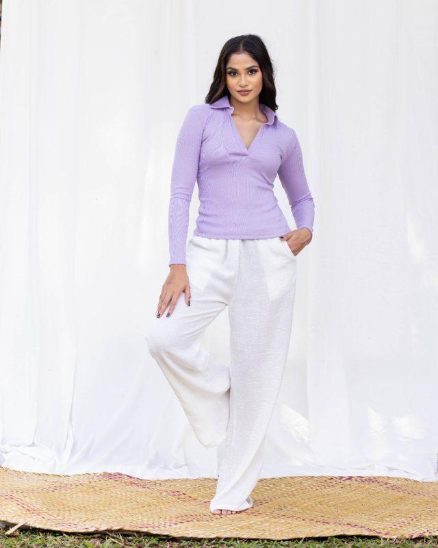 Collared Long Sleeve Top – Purple