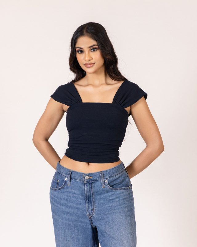 Classic Square Neck Top – Navy