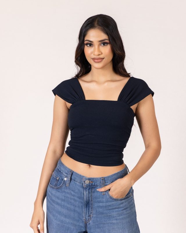 Classic Square Neck Top – Navy
