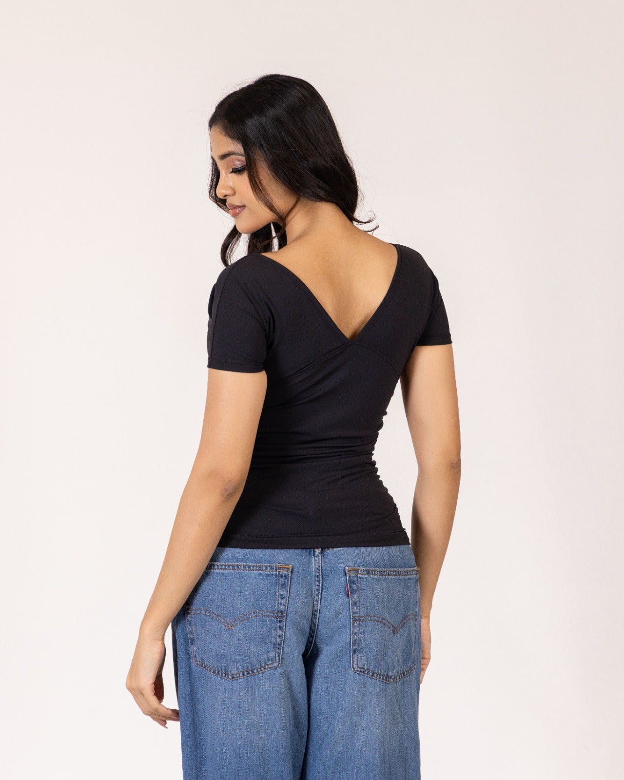 Gathered V-Neck Top