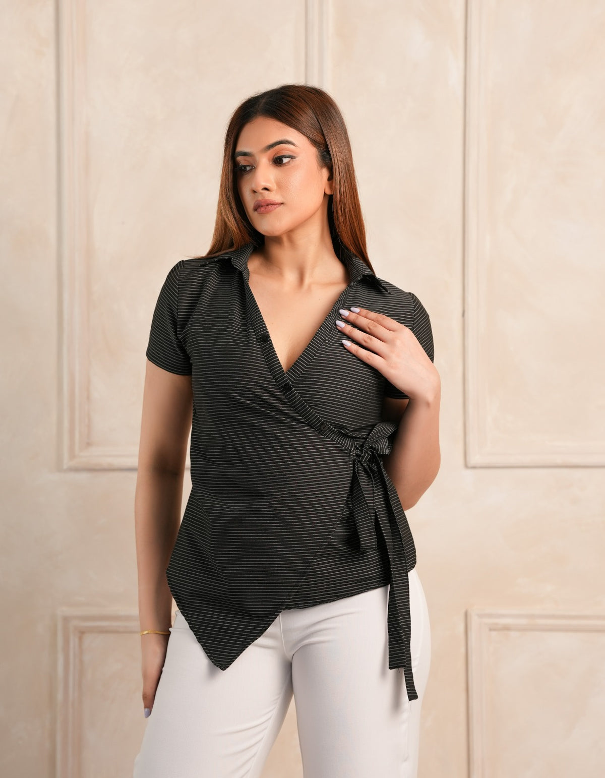 Anya Stripe Shirt – Black
